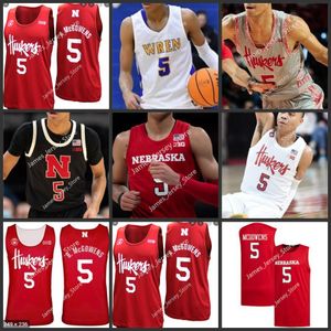 5 Bryce McGowens 농구 저지 Nebraska Huskers 스티치 대학 유니폼 2022 NCAA 농구 착용