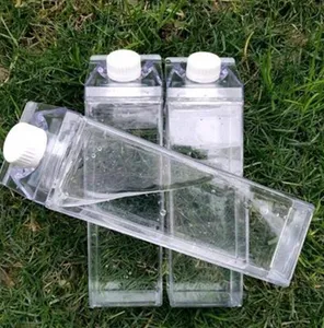 Süt Karton Su Şişeleri 500 ml Şeffaf Kare Yüksek Kapasiteli Fincan Plastik Kahve İçecek Kupa Özgünlük