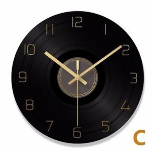 Vinyl Record Wall Clock Retro Industrial Roman Rals Numbers Black Jam Dinding Unik Vintage Home Decor Kitchen 60C050 Y200407