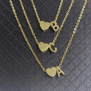 Wholesale gold necklace letter l resale online - Pendant Necklaces Gold Heart Letter A B C D E F G H I J K L M N O P Q R S T U V W X Y Z Charm Necklace For Women BFF Birthday Gift252R