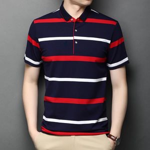 Camisa Polos de Men Camiseta masculina Manga curta T-shirt Lapel Stripe Youth 2022 Estilo Linear roupas Trend Spring Summer Summer Designermen's Men's