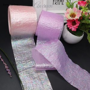 Party Decoration 6cm Oil Bright Snow Seersucker Lace Gace Laser Ribbons Diy Flower Bowknot Accessories Handgjorda band Partihandel 25 meter