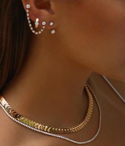 Cadenas High Polish Shiny Round Moon Charmin Link Chain 16 pulgadas Collar de gargantilla de color dorado simple para mujeres geométricas 2022