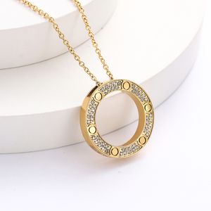 High Edition Slide Pendant Full Diamond Paled Love Necklace Cubic Zirconia Designer Jewelry Mothers 'Day Gift 18k Gold Plated