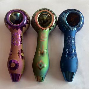 Tubos coloridos pirex grosso de vidro artesanal handmade herb tobacco filtro bong handpipe odle plataformas inovadoras decoração fumando cigarro titular de alta qualidade dhl grátis