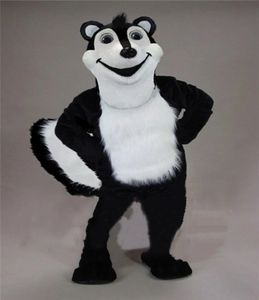 Longo pele preto e branco mephitis mascote traje dos desenhos animados animais fantoche roupa fantasia vestido halloween xmas parade ternos