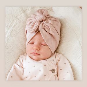 New Baby Bunny Ear Top Knotted Turban Hat Soft Elastic Kids Beanies Caps Solid Color Baby Girls Bonnet Hats for Newborn