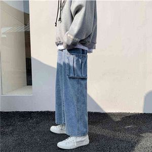 Populära koreanska mode mångsidiga jeans för män och kvinnor älskare lösa jeans män mode märke raka casual byxor g0104