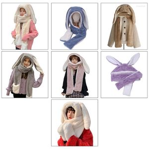 Beanie/Skull Caps Faux Fur Cartoon Ears Hat Cute Warm Winter Thick Long Hoodies Neck Scarf With Mittens Windproof Set N2UE Pros22