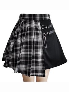 Skirts Gothic JK Mini Skirt Tartan Red Pleated Japanese Korean Style Uniform Fairy Skater Cutout A Line Plaid Side Button SkirtSkirts
