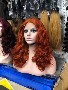 Parrucca di capelli di colore arancione Parrucca di capelli ricci rimbalzanti con doppio taglio di capelli umani vergini