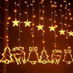 Fengrise Elk Tree Bell Christmas Led String Lights Garland Decor para iluminação de férias em casa Feliz ano novo 2021 201006
