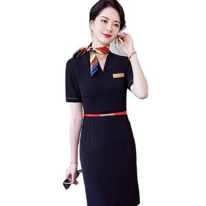 Vestido de ocupação de qualidade para senhora, vestido de trabalho de verão, aeroporto, hotel, recepção, uniforme de aeromoça