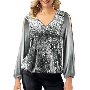 Blusas femininas camisas de moda Blusa solta mulher primavera v pesco