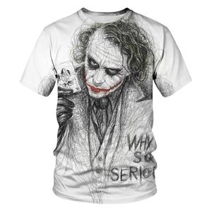 camiseta masculina the clown estampada em 3D camiseta masculina Joker Face casual decote em O camiseta masculina Clown manga curta piada tops 220712