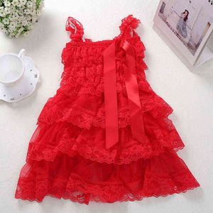 2022 Summer 3M-8T LACE BABY DRESS GIRL SELEVELESS AUDLESSLESS FLUFFY 3 LAYER Flower Princess Pageant Party Wedding Baby Dress G220428