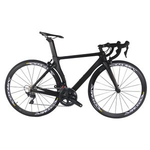 Bicicletta completa da strada in carbonio Aero TT-X2 con gruppo SHIMAN0 R8000 e ruote in alluminio nero opaco 22 velocità