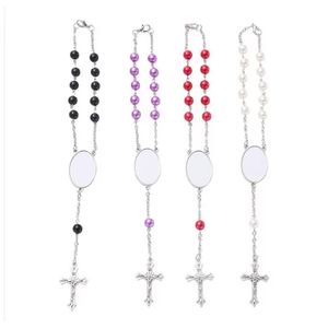 Heat Transfer Rosary Necklace Bracelet Jewelry Sublimation Bracelet DIY Pendant Wholesale