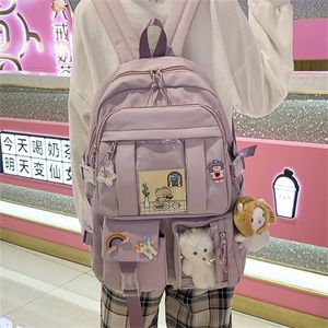 Lila Nylon Rucksack für Frauen Große Kapazität Backapck Student Reise Rucksack Mädchen Multifunktionale Schultasche 7 Klasse 220425