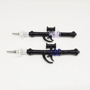 4 inch G Design Glass NC Smoking Dab Straw Kit with 10mm stainless tip and plastic clip