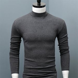 Men Shirt Sweater Solid Color Half High Collar Casual Slim Long Sleeve Keep Warm Tight Shirt Male for Men Clothes Inner Wear 2Xl 220817