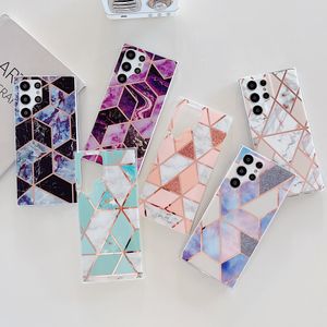 Luxury Splicing Marble IMD Phone Cases for Samsung S22 S21 S20 Note20 Note10 Plus Ultra S20FE A10 A20 A30 A50 A30S A50S A51 A71 A52 A72 A10S A20S A21S A70 A90 S8 S9 S10 Note9