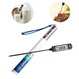 Stock Stainless Steel BBQ Meat Thermometer Kitchen Digital Cooking Food Probe Hangable Electronic Barbecue Household Temperature Detector Tools 0624
