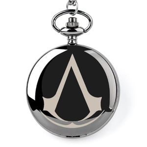 Pocket horloges Steampunk Action Game Sign Necklace Quartz Assassin Persoonlijkheid Pocketfob Watch Fashion Mens Sieraden