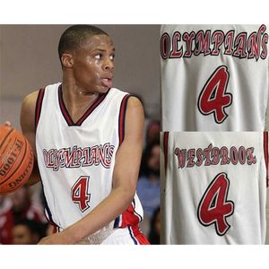 XFLSP＃4 Russell Westbrook Leuzinger高校オリンピア人のバスケットボールジャージーThronback Stitche刺繍ジャージカスタム任意の数字と名前