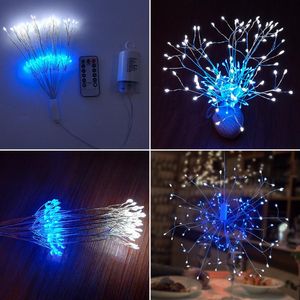 Stringhe Albero di Natale Fuochi d'artificio telecomandati Luci Ramo di fiori Fata Sogno Stringa Luce Festa in giardino Decorazione di nozze per interni LampadaLED LED