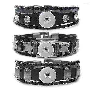 Stile Ingwer Druckknopf Armband Schmuck Echtes Leder Metall Stern Niete Fit 18mm Charms Für Frauen Geschenk NN-761 Charm Armbänder Inte22