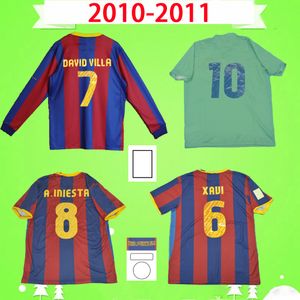 2010 2011 Retro fotbollströjor Pedro Keita klassisk vintage fotbollströja Krkic Camiseta de futbol 10 11 A.INIESTA David Villa hem högsta kvalitet lång kort ärm S-2XL