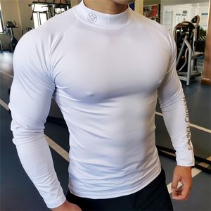 Gym Long Sleeve Shirt Men Fitness Training T shirt Running Sport Bodybuilding Skinny Tee Tops Muscle Workout Clothing 220628