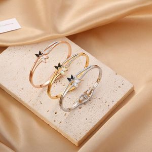 Bangle Koaem roestvrijstalen sieraden kristallen armbanden zwarte witte vlinder voor dames liefde bruiloft geschenken groothandelBangle