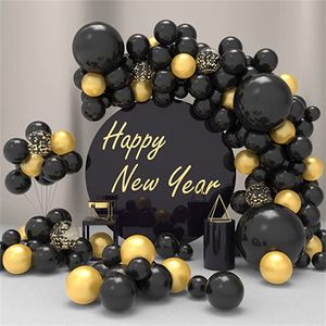 Balão de ouro preto Garland Arch Kit 18 polegadas Balões pretos Balões de aniversário Festa de casamento de ano novo MJ0715
