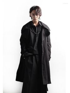 Men's Trench Coats Dark Black Men's Windbreaker Coat Casual Fashion Loose Long Style Extra Big Top CoatMen's Viol22