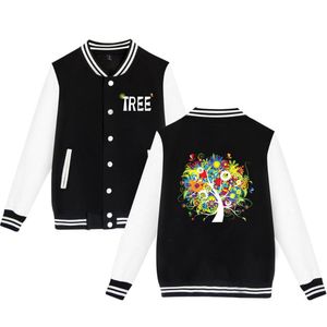 Men's Jackets Lianshuo 2022 Autumn Winter Men's Clothing Bomber Baseball Jacket Couple Varsity Fashion Korean Style Tree Vector Print To