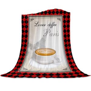 Coperte Coffee scozzese Torre Eiffel Love Trow Coperte per letti in flanella microfibra di divano caldo da letto per letti.