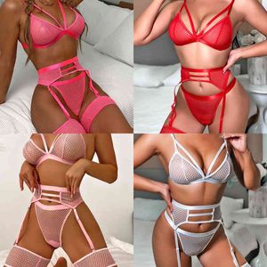 Nxy Sexy Unterwäsche, europäischer und amerikanischer Spitzen-Nachtclub, dreiteiliger Anzug, Dessous für Frauen, Erotik 220509