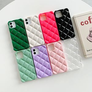 Fashion Rhombic Pattern Candy Color Case para iPhone 14 Pro Max 13 14 Plus 12 11 x XR XS XSMAX 6 7 8 SE Cubierta de teléfono móvil Frosted Cover Shell