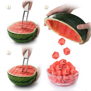 Watermelon Slicer Cutter ze stali nierdzewnej Watermelon Cuting Artefact Nóż Kreatywne owocowe sałatki Gadżet kuchenny MJ0593