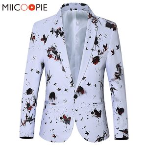 Mens Luxury Floral Printed Suit Blazer Homme Night Club Stage Wedding Single Breasted Jacket Ternos Masculino Luxo 5XL 6XL 220409