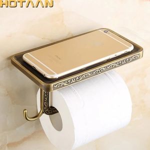 Antika Pirinç Tuvalet Kağıdı Tutucu Banyo Mobile TSSUE ROLL DEPOLAMA Rrack Aksesuar YT1492 Y200108