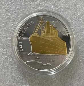 5pcs/lote presentes 1912 O navio Titanic e mapa de viagens Gold Platedclad Coin RMS RMS Coin .CX