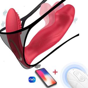 Dildo Vibrator App bezprzewodowe zdalne masażerki poruszające się Bluetooth wibrujące majtki Palce Sex Toys dla kobiet stymulator łechtaczki 8blo
