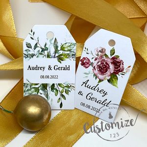 100 PCs Definir etiquetas de casamento personalizadas favores de doces favores tags de aniversário personalizado