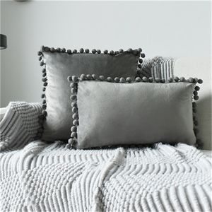 Federa in velluto tinta unita con fodera per cuscino per divano Pom 30X50 cm Grigio Rosa Blu decorazione domestica 210315
