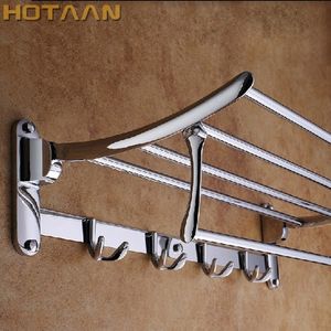 SELLING Bathroom towel holder Foldable rack50cm Stainless steel rack with hooks Y200407