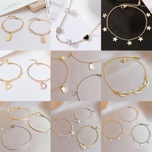 Link Chain Rose Gold Armband Women Simple Black and White Love Heart Diamond Peach Double Layer Hao Stone Wholesale Gifts Fawn22