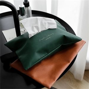 Araba deri doku kutusu ev oturma odası asılı doku torbası bronz harf baskılı doku depolama torbası ayarlanabilir elastik kayış 210326